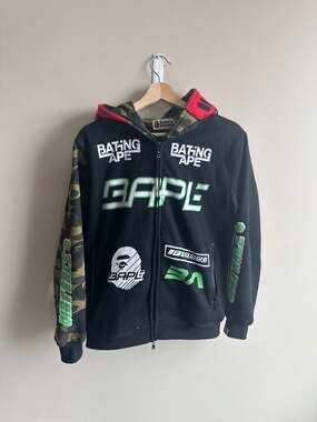 A Bathing Ape Bmx Mask Multi-Graphic Camo Zip-Up Hoodie Size M
